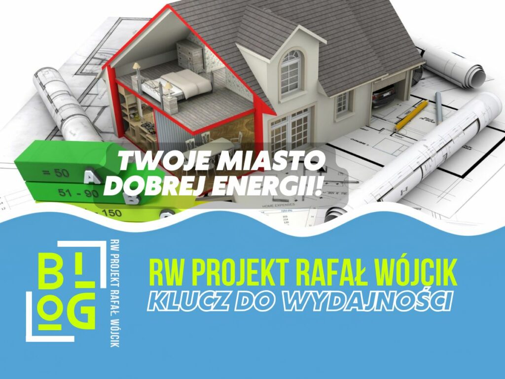 Makieta domu na planach architektonicznych, promująca świadectwo energetyczne Poznań.